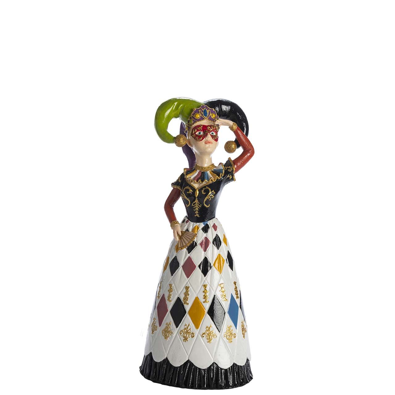 GIULLARE DONNA IN RESINA DECORATA H. 29